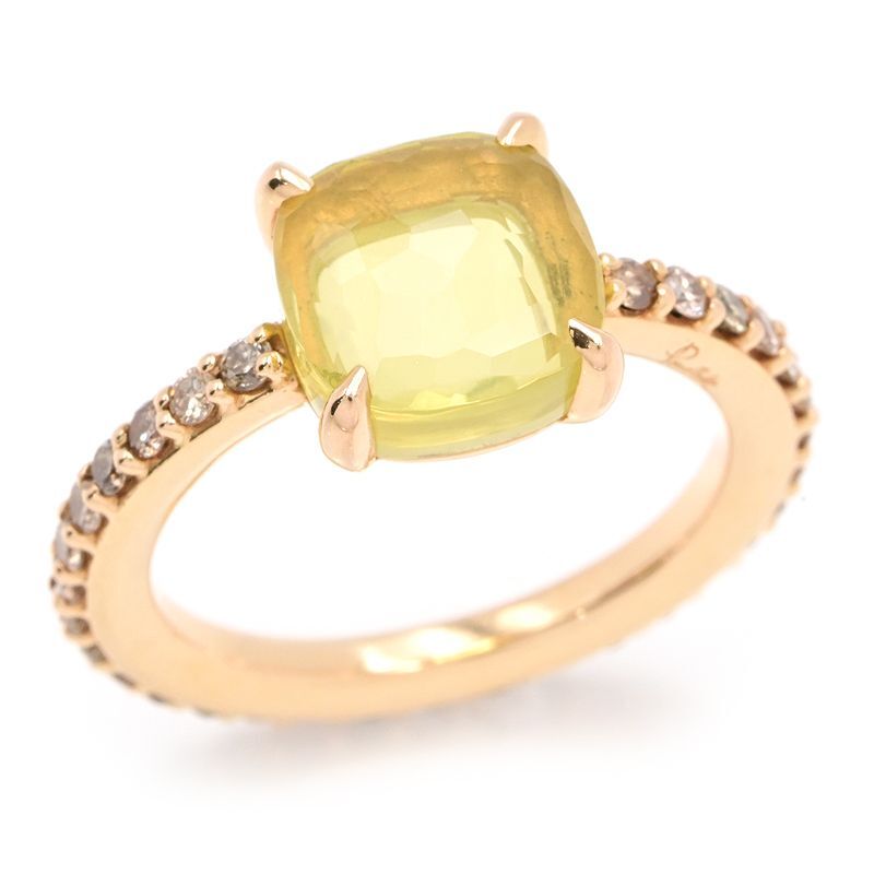 ポメラート ヌードリング 14.5号 K18PG プラシオライト ダイヤモンド フルエタニティ フルダイヤ ピンクゴールド 地金約4.8g 中古 送料無料拍卖