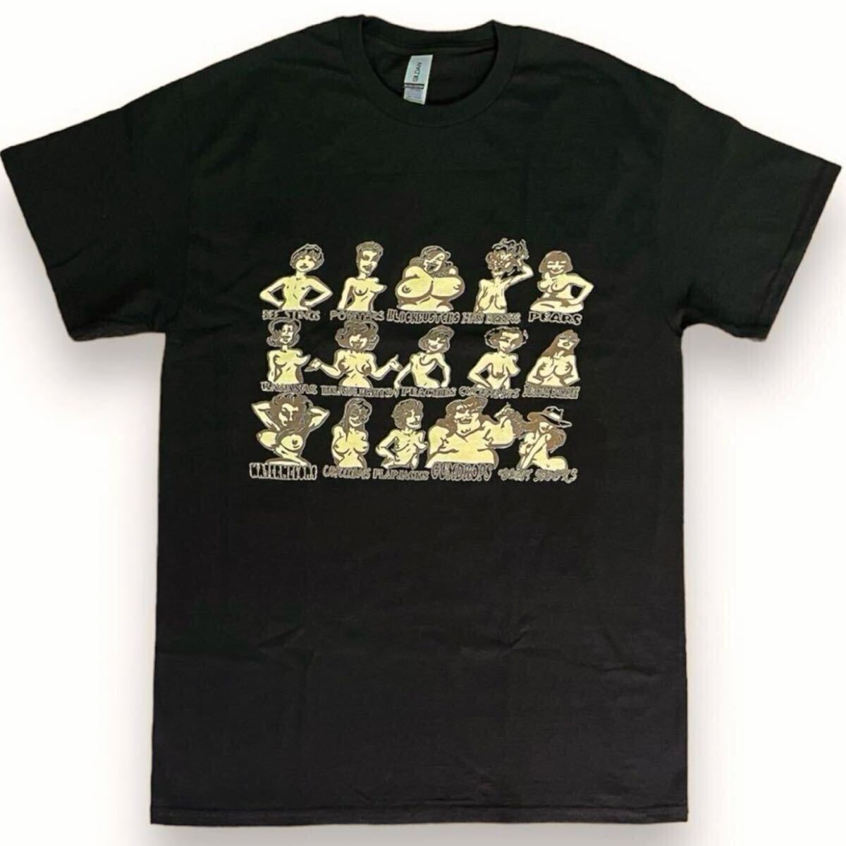 黒 M あいみょん 着用 オッパイ エロTシャツ おっぱい 大判 古着 四十八手 ヴィンテージ USA STP Vintage y2k 製 90s ブラック デカロゴ 拍卖