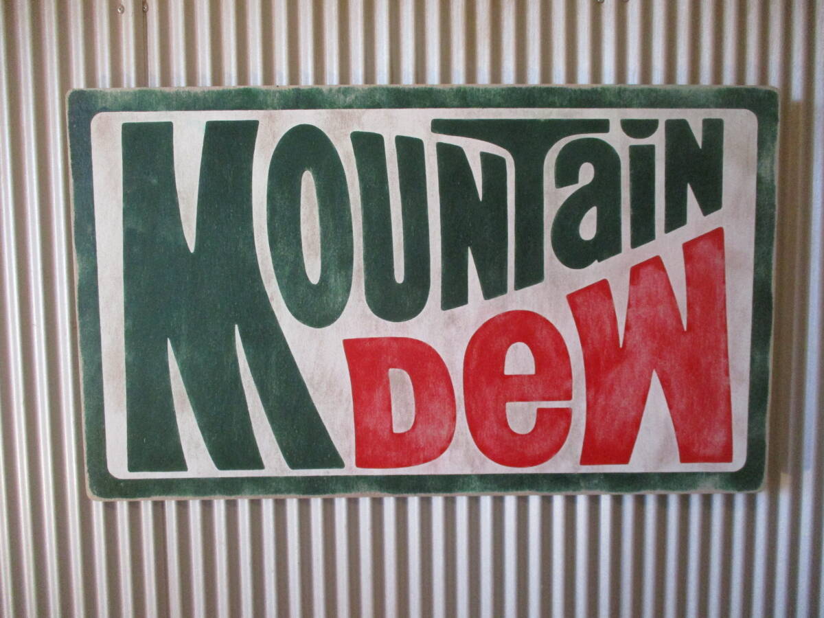 インテリア木製看板 MOUNTAIN DEW検)アドバタイジング販促PEPSI7upカフェレストランバーアンティークJUNKFOODUSA50s60s70s拍卖