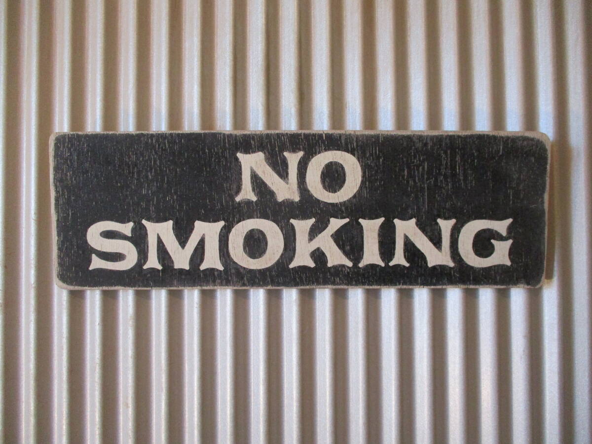 インテリア木製看板 NO SMOKING検)案内板禁煙ルームカフェバーレストランシャビーカントリーアンティークUSA40s50s60s70s拍卖