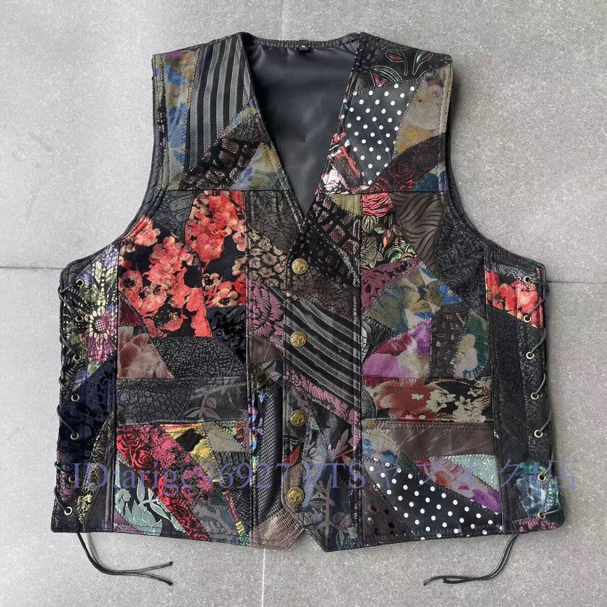 新品★レザーベスト ライダースベスト バイクベスト 革ジャン 本革 黒 大きいサイズ S~4XLサイズ選択可拍卖