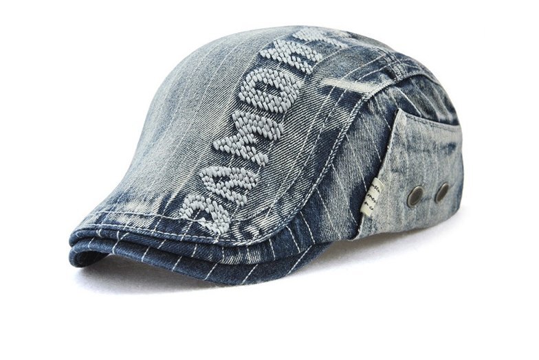 SD0006 新販売 デニム帽子 ハンチング ベレー帽子 メンズ 通気性良い 男女兼用 サイズ調整可 ウォッシュ 濃いブルー拍卖