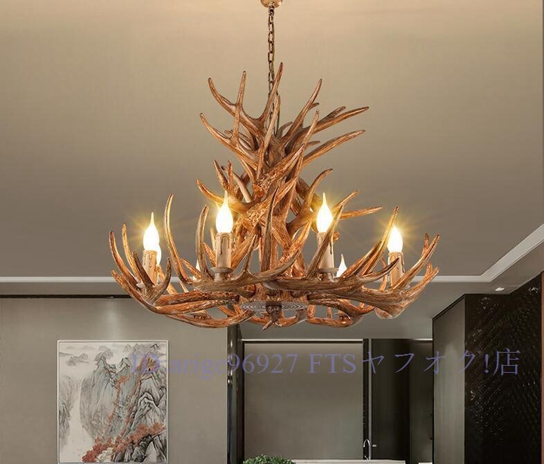 新品★上質室内芸術高級感溢れる 鹿角デザイン LEDシャンデリア 照明器具 吊り下げライト ヴィンテージ アンティーク カフェ 北欧拍卖