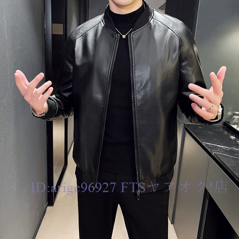 新品★メンズ革ジャン レザージャケット ライダースジャケット バイクウェア 男性用 防寒防風 秋冬 黒サイズ選択可拍卖