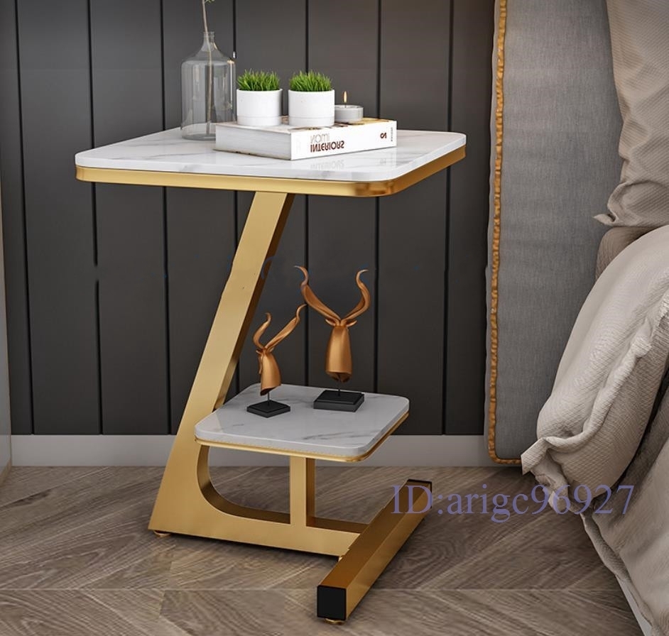 O188★新品サイドテーブル おしゃれ モダン北欧風ソファー ベッド横 ナイトテーブル ミニ コンパクトコーヒー大理石柄 飾り台 色選択可拍卖