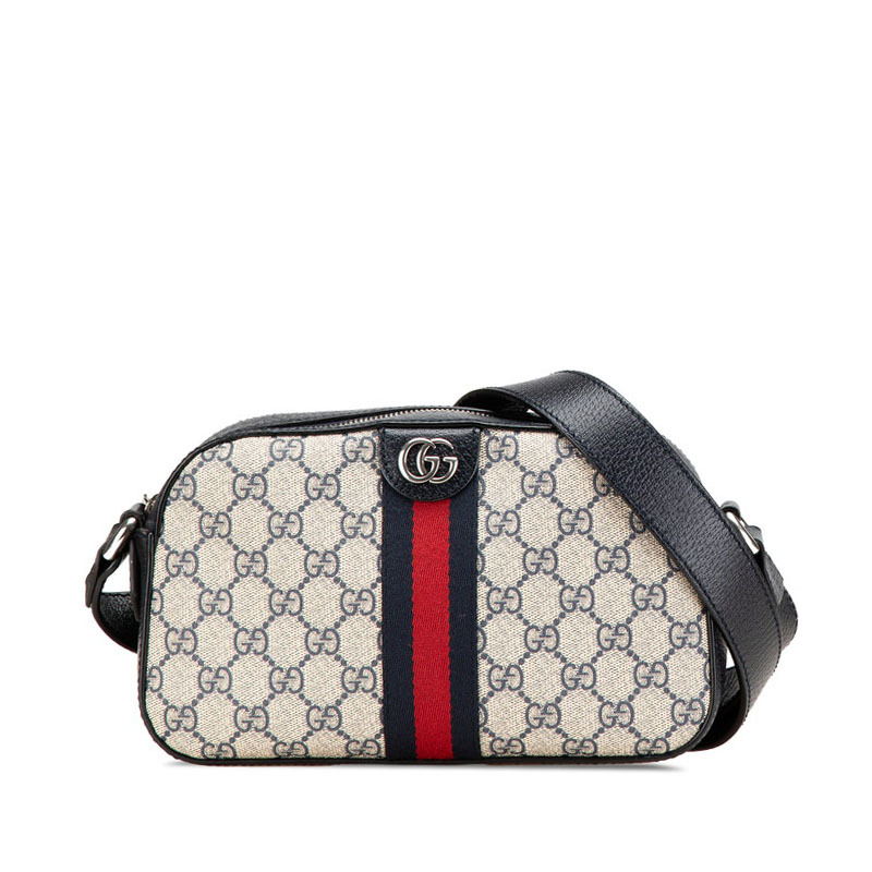 グッチ GGスプリーム オフィディア 斜め掛け ショルダーバッグ 681064 ネイビー PVC レザー レディース GUCCI 【中古】拍卖