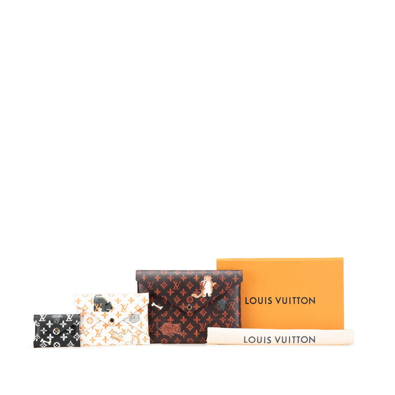 ルイ ヴィトン モノグラム キャットグラム ポシェット キリガミ ポーチ クラッチバッグ セット M63885 ブラウン LOUIS VUITTON 【中古】拍卖
