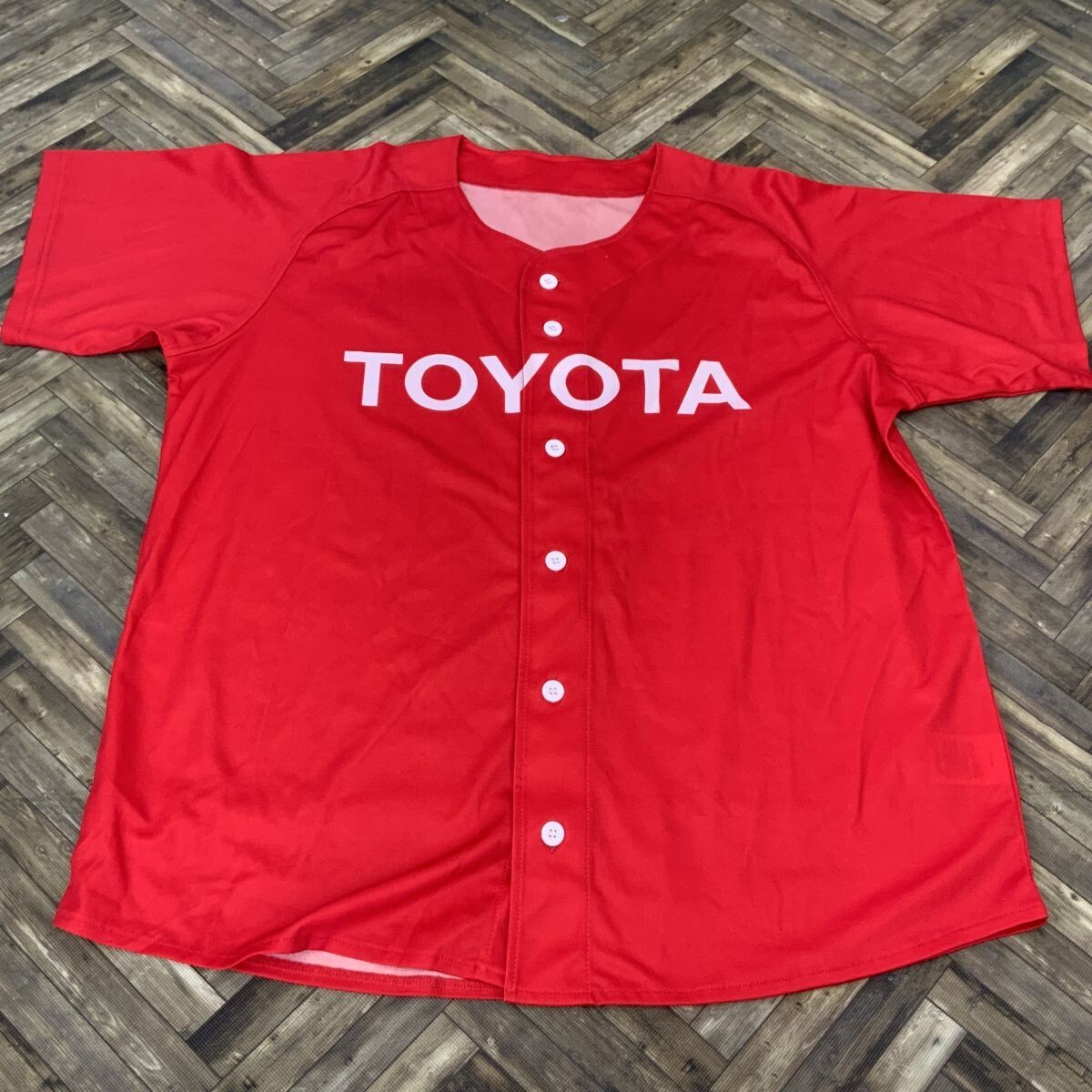 QS596 TOYOTA ベースボールシャツ 半袖 レッド フリーサイズ拍卖