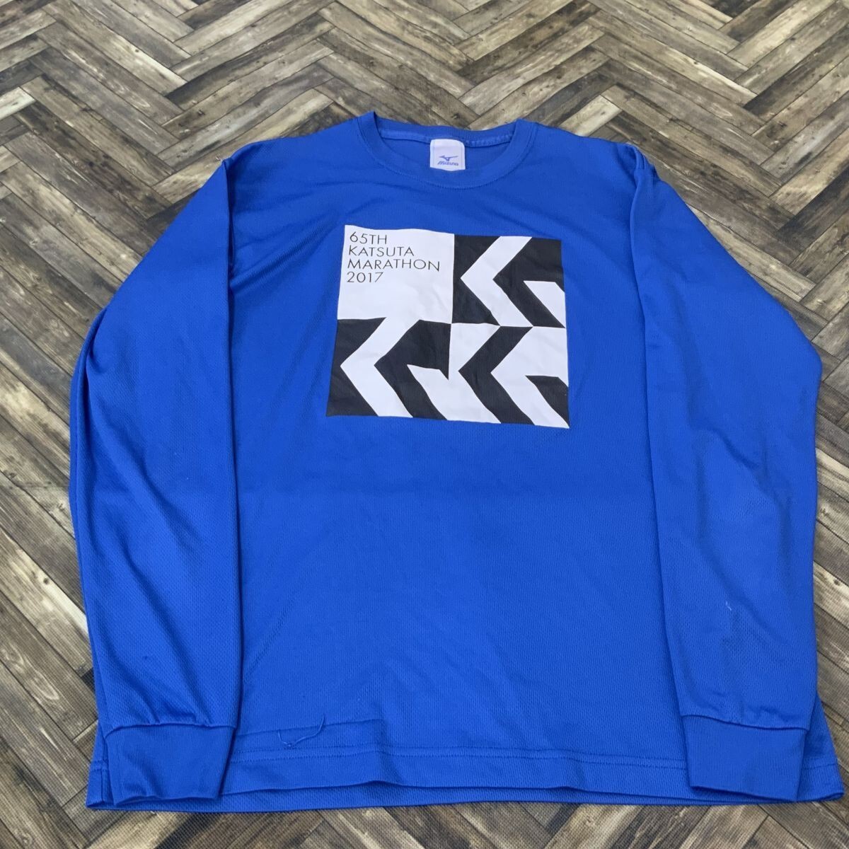 QS1065 mizuno ミズノ 勝田マラソン2017 長袖Tシャツ スポーツウェア ブルー メンズM拍卖