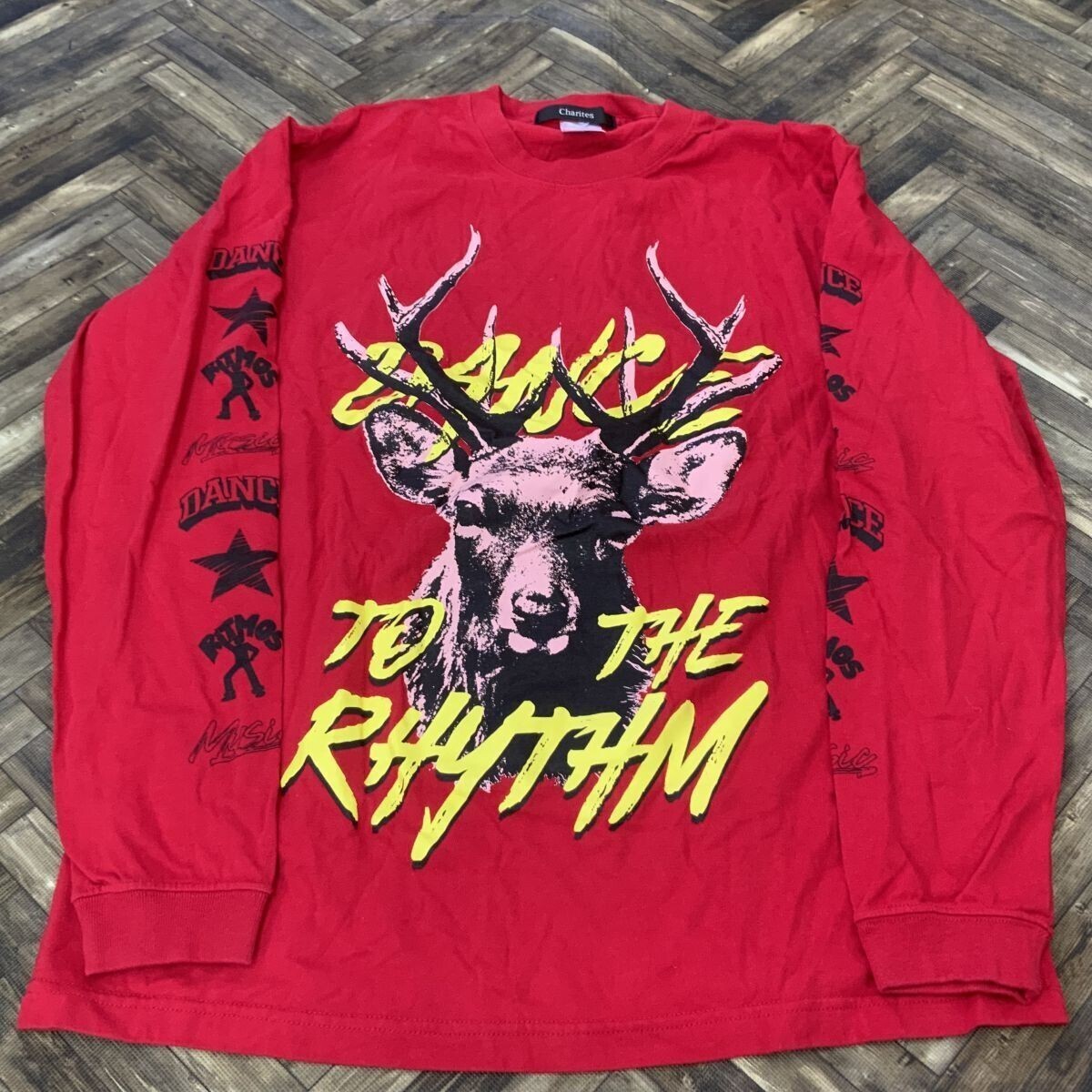 QS1567 アームロゴ プリント ロンT レッド L拍卖