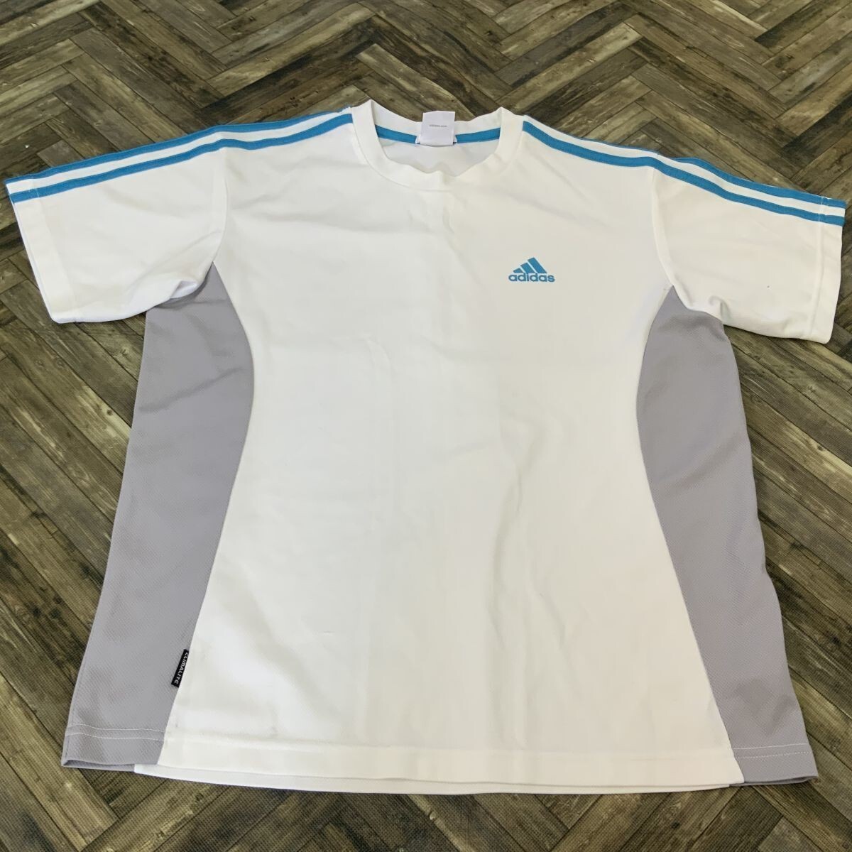 QS1055 adidas アディダス 半袖Tシャツ スポーツウェア ワンポイント ホワイト メンズL拍卖