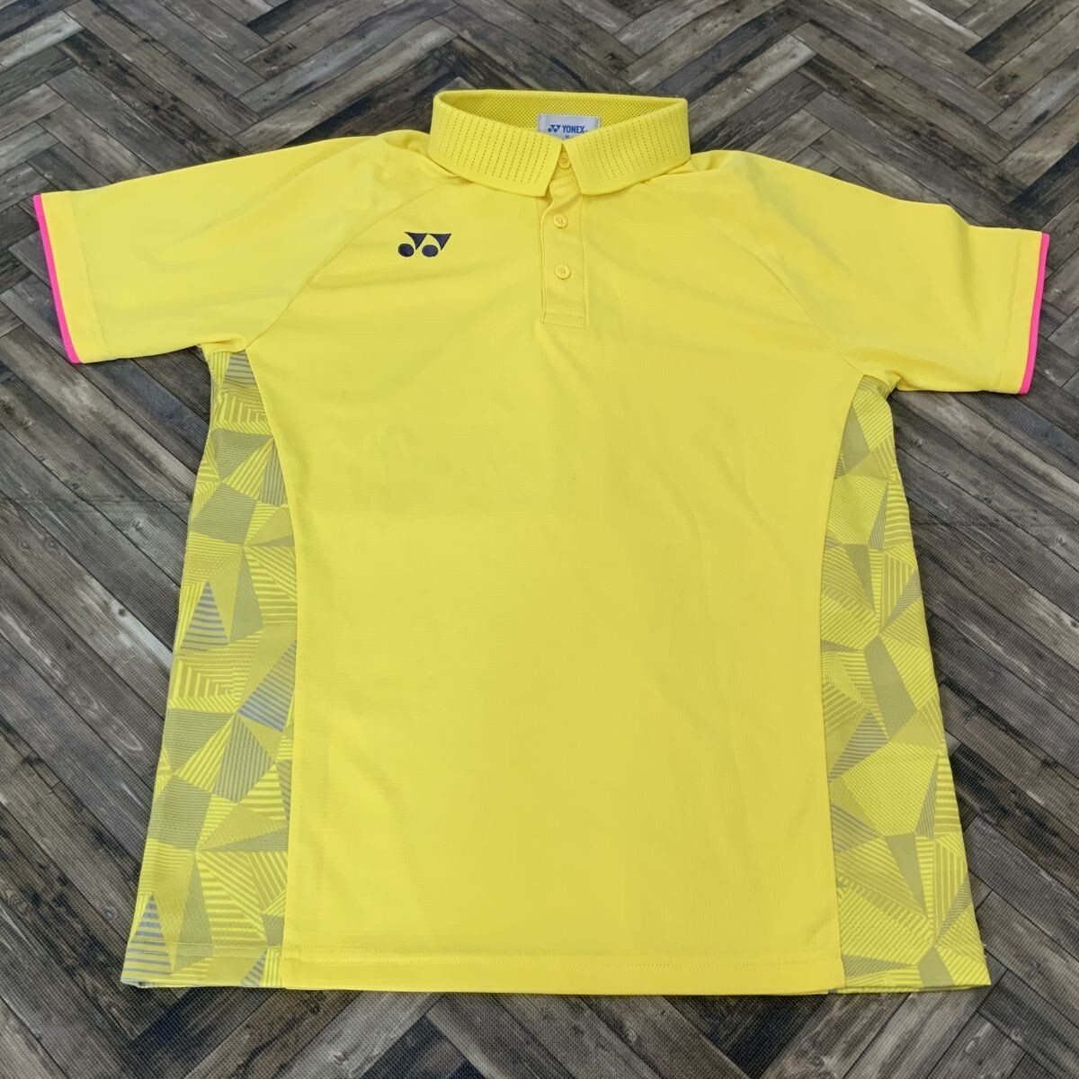 QS1058 YONEX ヨネックス 半袖ポロシャツ スポーツウェア イエロー メンズM拍卖