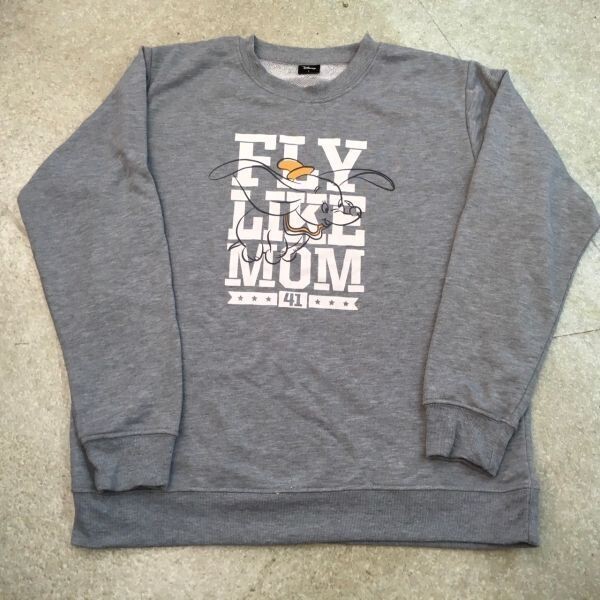 QS182 Disney ディズニー 長袖スウェット トレーナー ダンボ グレー メンズL拍卖