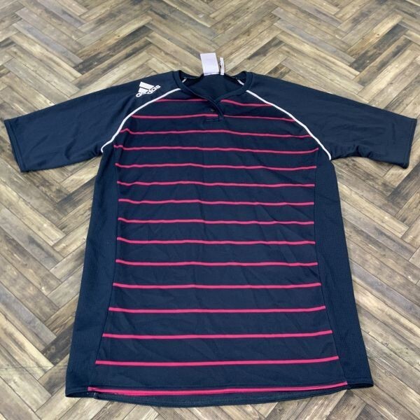 QS273 adidas アディダス 半袖tシャツ スポーツウェア ボーダー ネイビー ベージュ メンズM拍卖