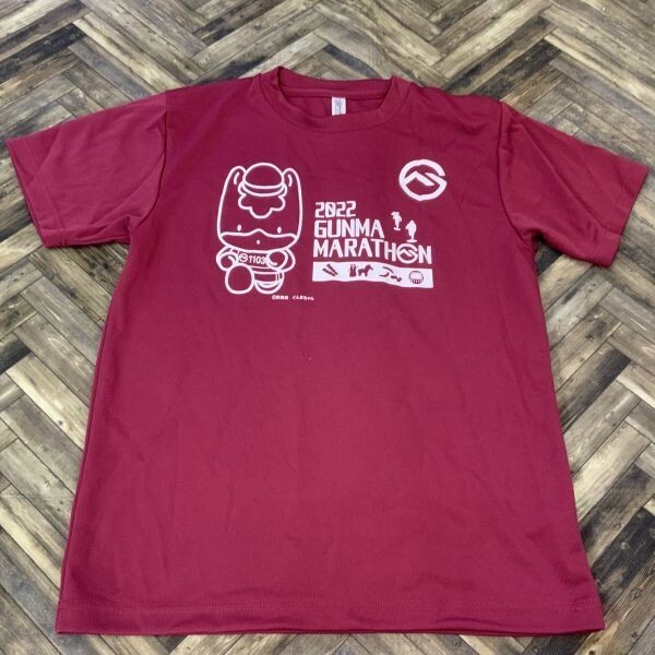 QS968 2022群馬マラソン 半袖Tシャツ スポーツウェア マラソン ぐんまちゃん エンジ メンズS拍卖