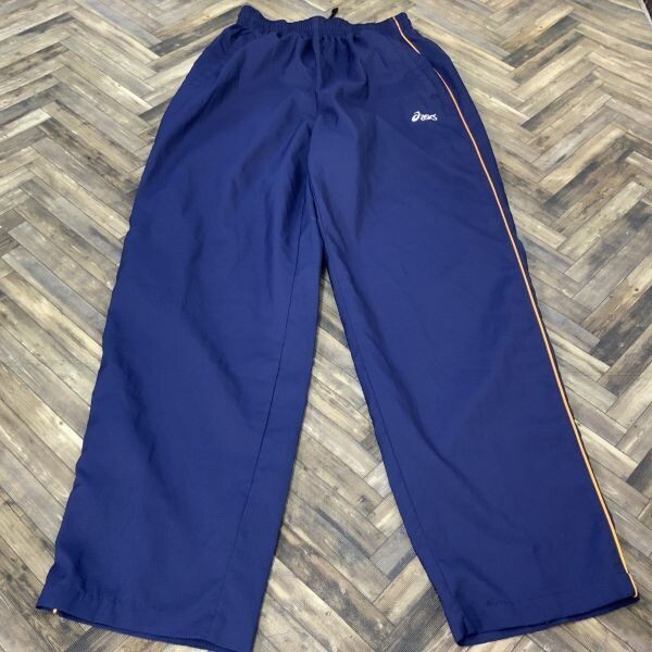 QS282 asics アシックス ウィンドブレーカー スポーツウェア ウインドパンツ 裏メッシュ ブルー メンズM拍卖