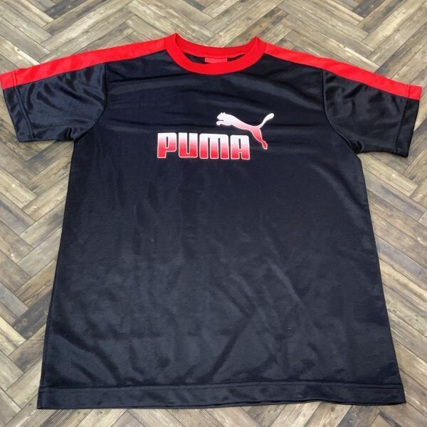 QS327 PUMA プーマ 半袖Tシャツ スポーツウェア ブラック レッド サイズ160拍卖