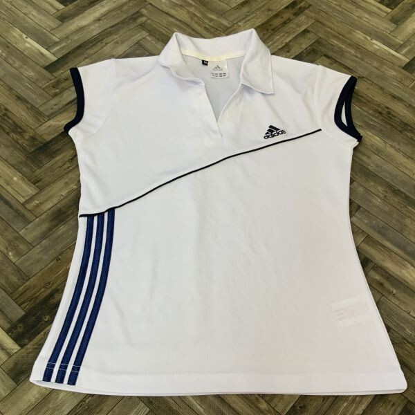 QS655 adidas アディダス タンクトップ ホワイト レディースM 襟付き拍卖