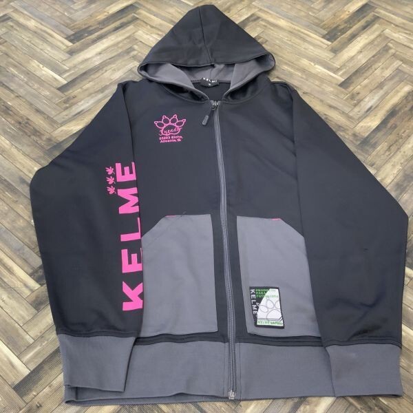 QS616 KELME ケルメ ジャージ パーカー スポーツウェア ブラック グレー メンズM拍卖