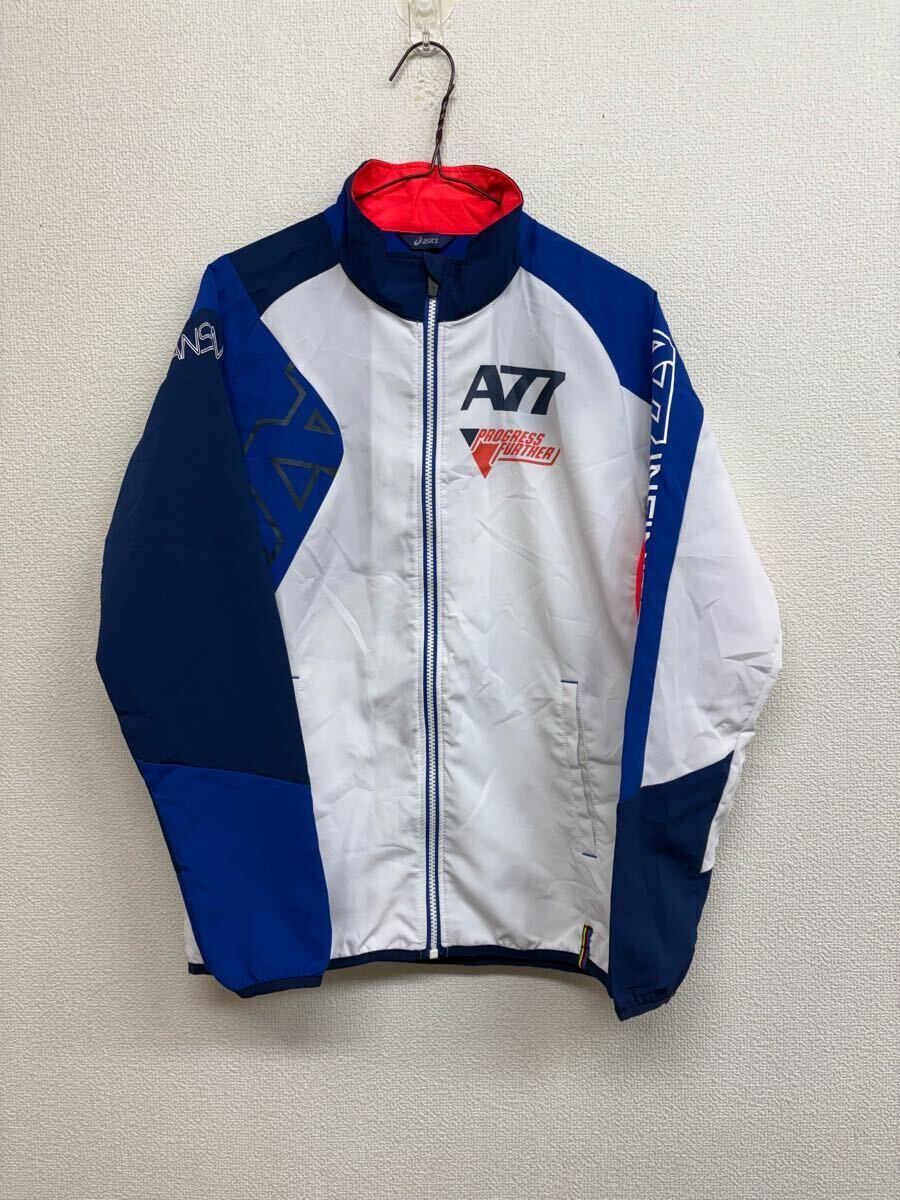 FF03 asics アシックス ジャケット 上着 スポーツウェア A77 ホワイト ブルー メンズM拍卖