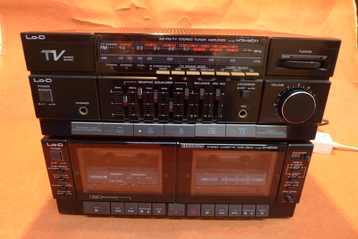 f ◆1012 HITACHI 日立 ① Lo-DHTA-MD11 ステレオチューナーアンプ ②Lo-D D-MD22ステレオカセットテープデッキ/140拍卖