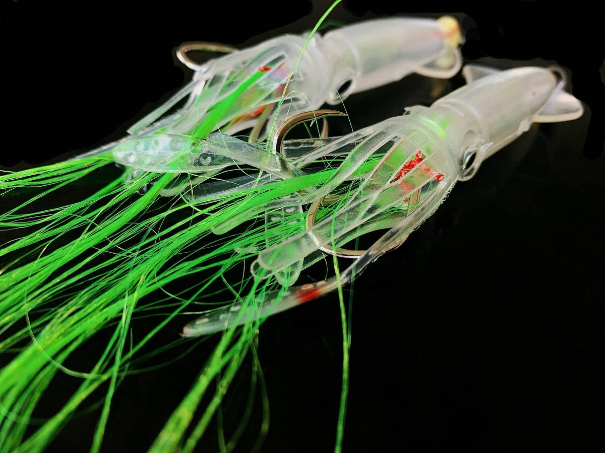 即決アマダイ【グリーンケイムラ烏賊ベイト 2個セット】春はホタルイカ タイラバスカートレス仕掛け鯛ラバテンリュウビートカーペンター拍卖