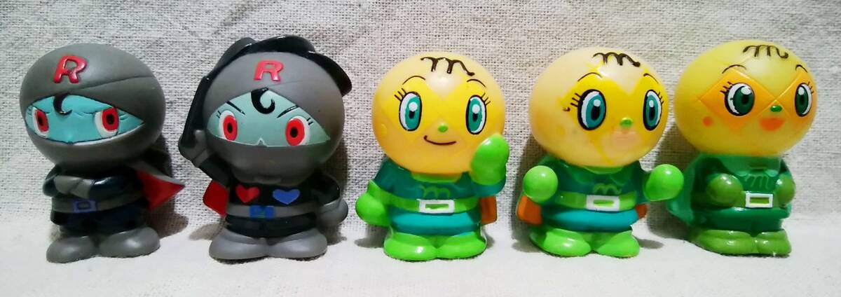 アンパンマン ブラックロールパンナ メロンパンナ 指人形 ソフビ フィギュア 等 5種 全長約4.2cm~約4.6cm まとめて セット まとめ売り拍卖