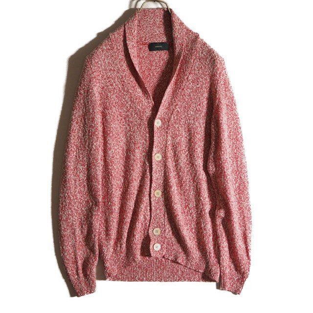 P4612f25 ■ZANONE ザノーネ■ ショールカラー コットンリネン ニットカーディガン レッド 46 / メンズ サマーニット 春~秋拍卖