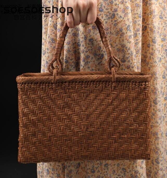 最新作職人手作り良品 山葡萄かごバッグ 手編み山葡萄籠バッグ バスケット籐かご  高級ハンドバック拍卖