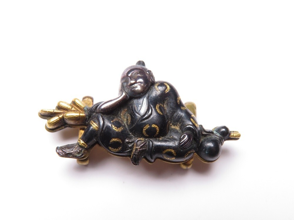 【10383】和装小物 明治期 赤銅 人物 帯留め(初品・買取品)拍卖
