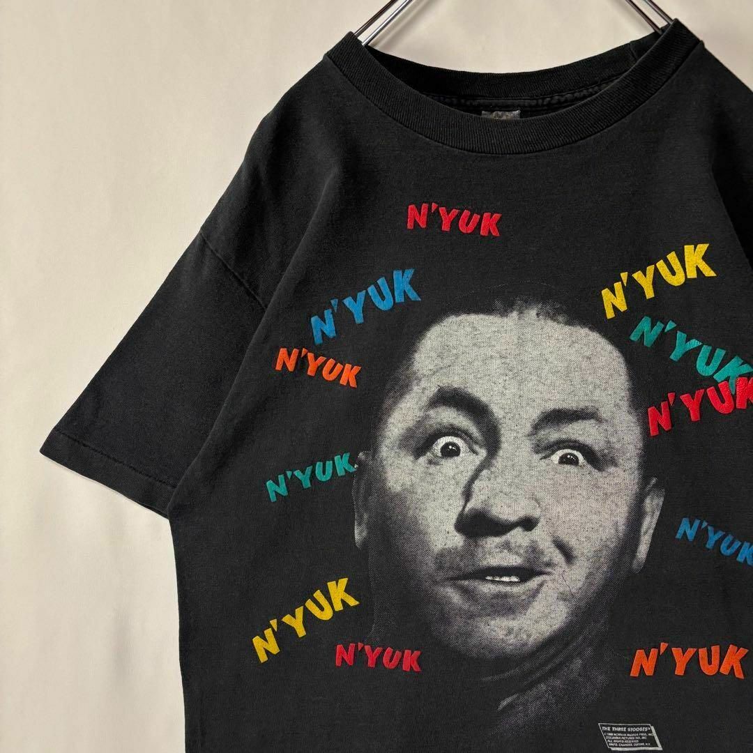 スリー・ストゥージズ Tシャツ カーリー シングルステッチ ブラック 古着 The Three Stooges拍卖