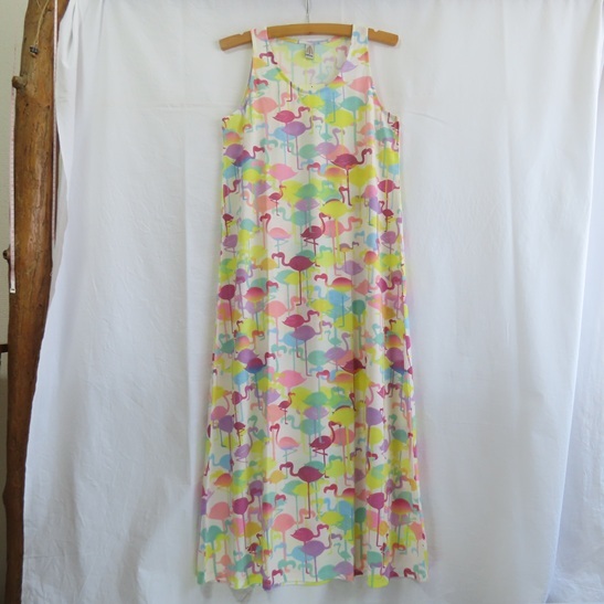 〓 新品 〓 フラミンゴ ワンピース 〓 ドレス エスニック アジアン 昇華プリント 鳥 おしゃれ 〓G342拍卖