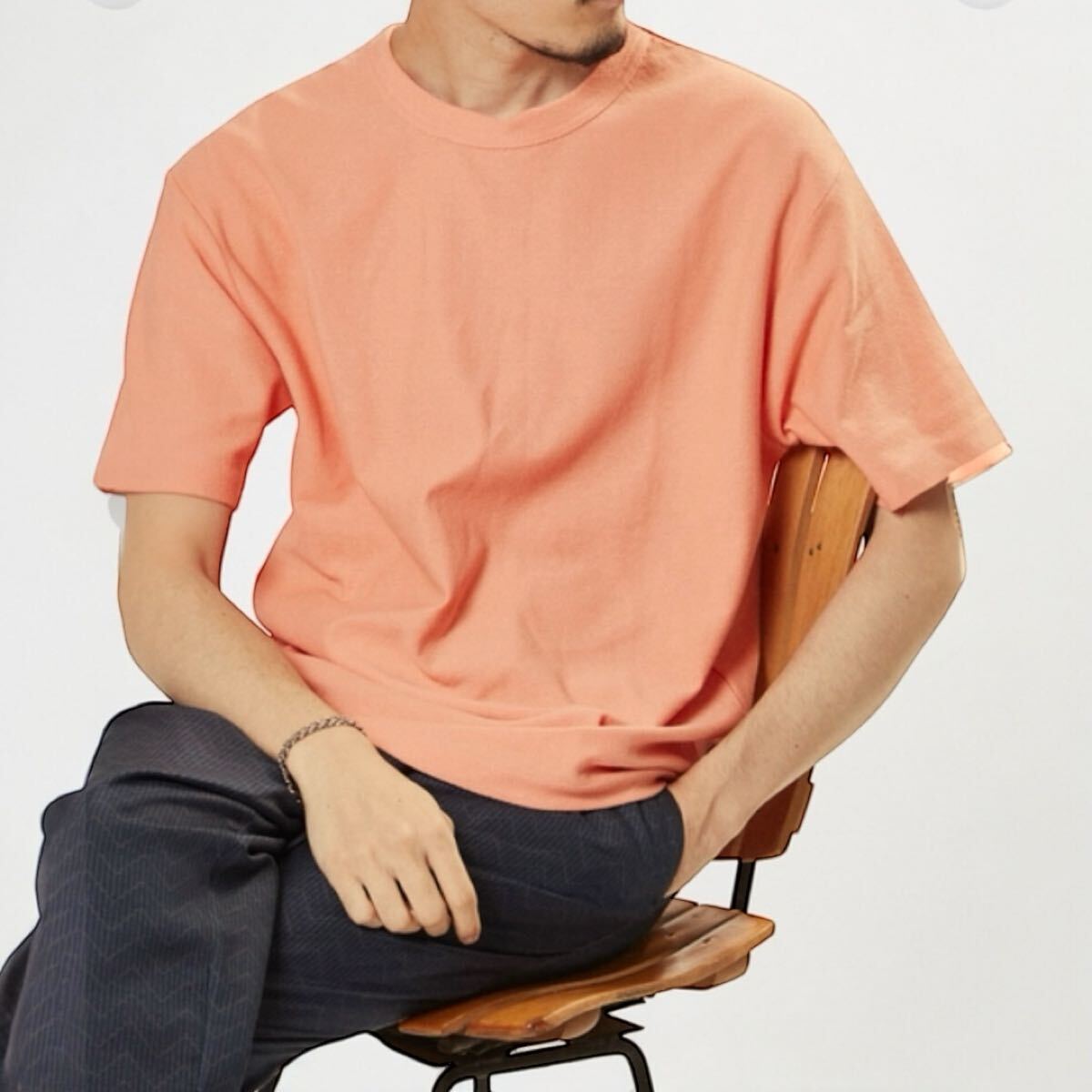 【送料無料】EDIFICE エディフィス ギザコットン クレープ Tシャツ 半袖Tシャツ カットソー オレンジ レディースメンズS オーバーサイズ拍卖