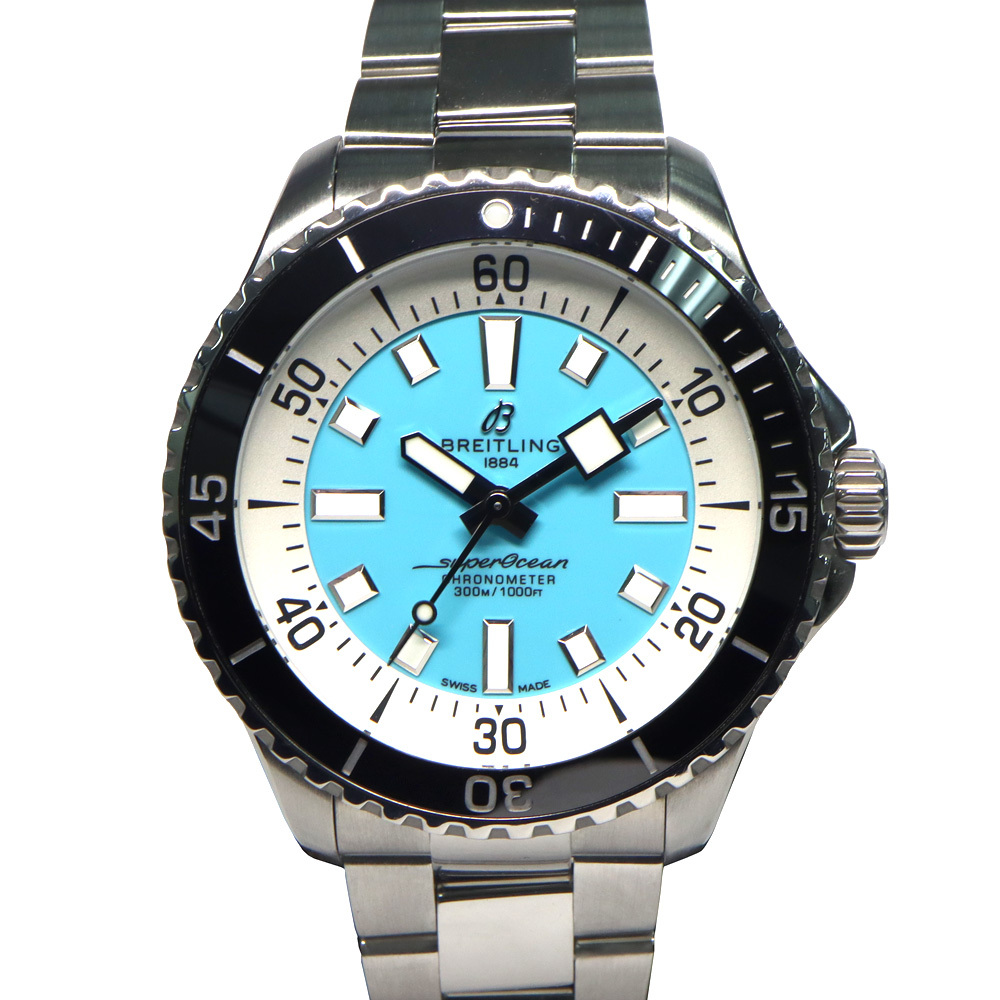 【名古屋】ブライトリング スーパーオーシャン オートマチック44 A17376 ターコイズブルー SS 自動巻 メンズ腕時計 男拍卖