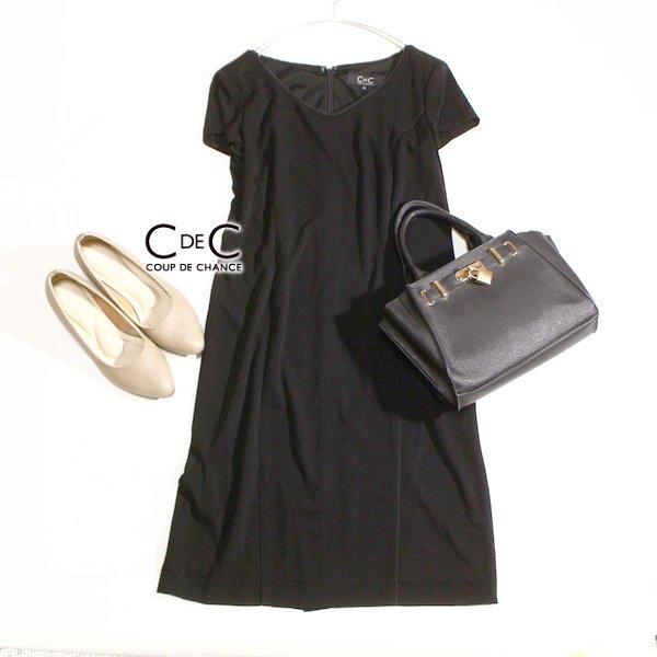 美品 COUP DE CHANCE クードシャンス 綺麗め 薄手 ストレッチ ワンピース 38号 M 春 夏 25A06拍卖