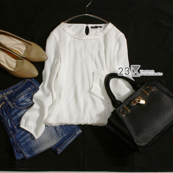 美品 オンワード樫山 23区 ビーズ付き ほんのりラメ シフォン カットソー 32号 2XS 春 夏 25B06拍卖