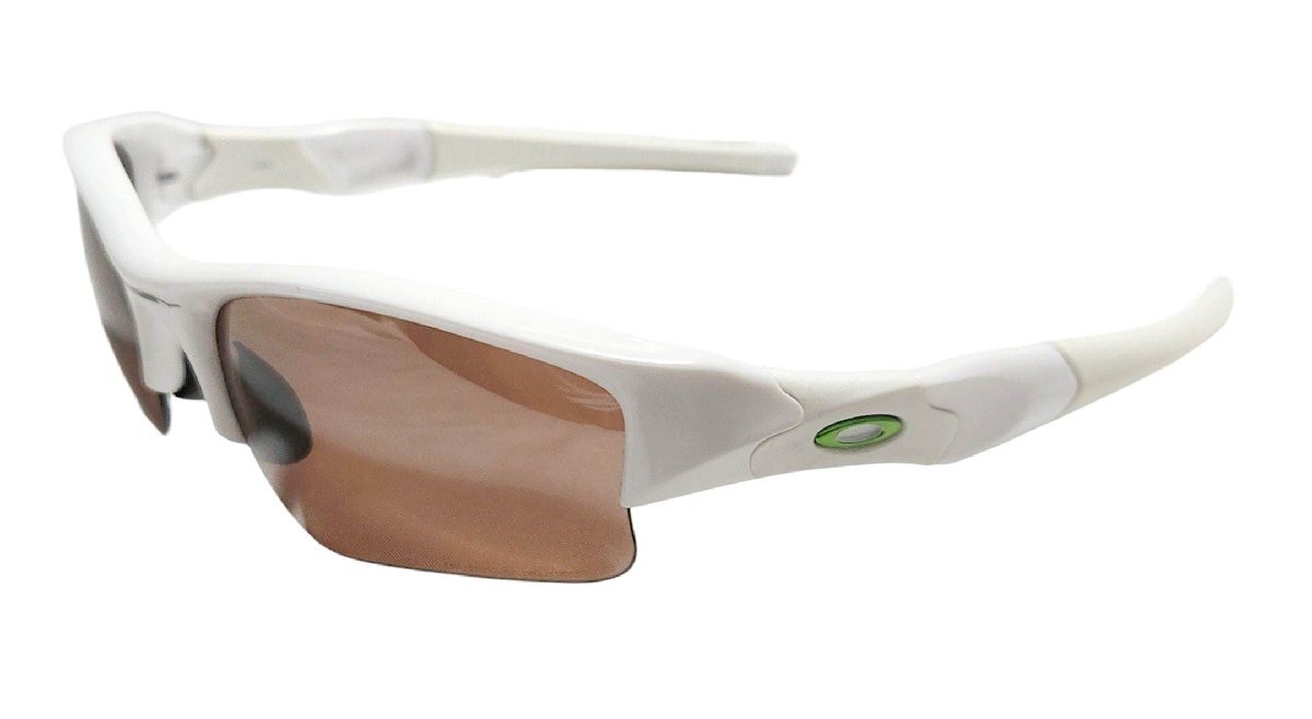 オークリー サングラス フラックジャケット 白 偏光レンズ ホワイト メンズ レディース OAKLEY スポーツ用 【中古】拍卖