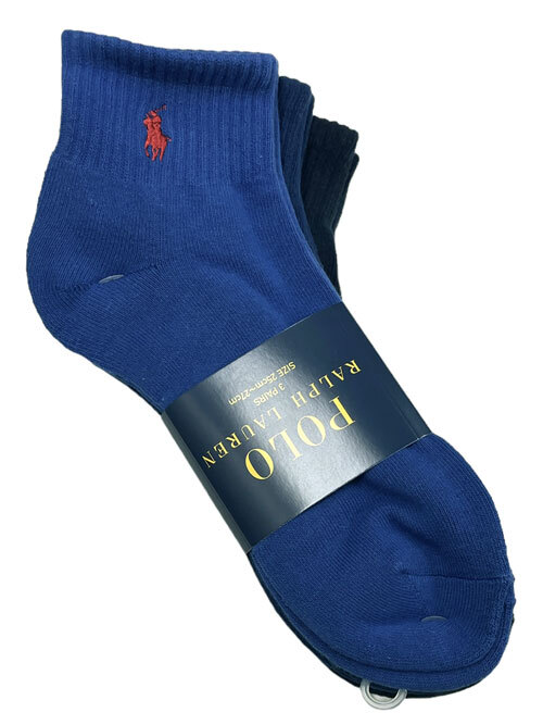 未使用 ポロ ラルフローレン ソックス メンズ 25-27 靴下 3足セット スニーカーソックス ナイガイ POLO 【中古】拍卖