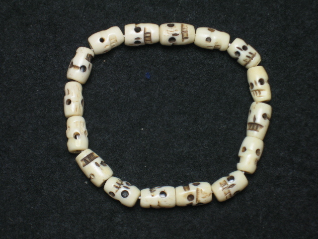 ◎即決●チベット仏教 バッファローの骨製 ドクロ  屍陀林王(チティパティ) ブレスレット  数珠腕輪  no.1ブレス 髑髏拍卖