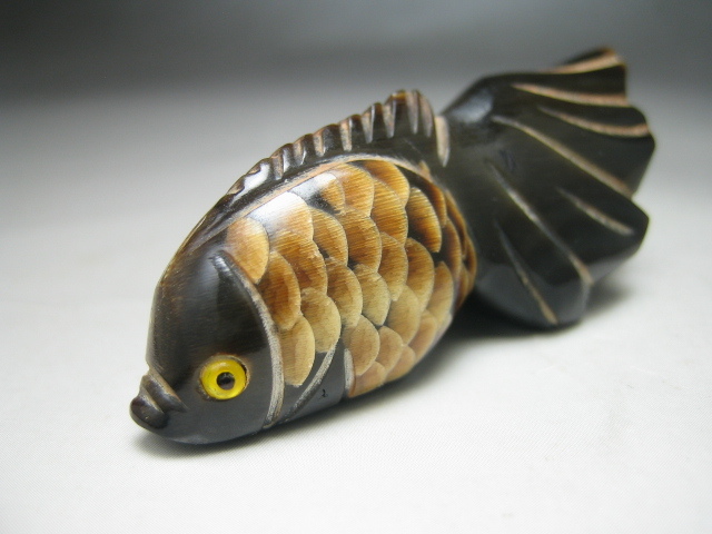 ◎●金魚   水牛の角(つの)製   置物   NO.51-2  盆景    盆栽拍卖