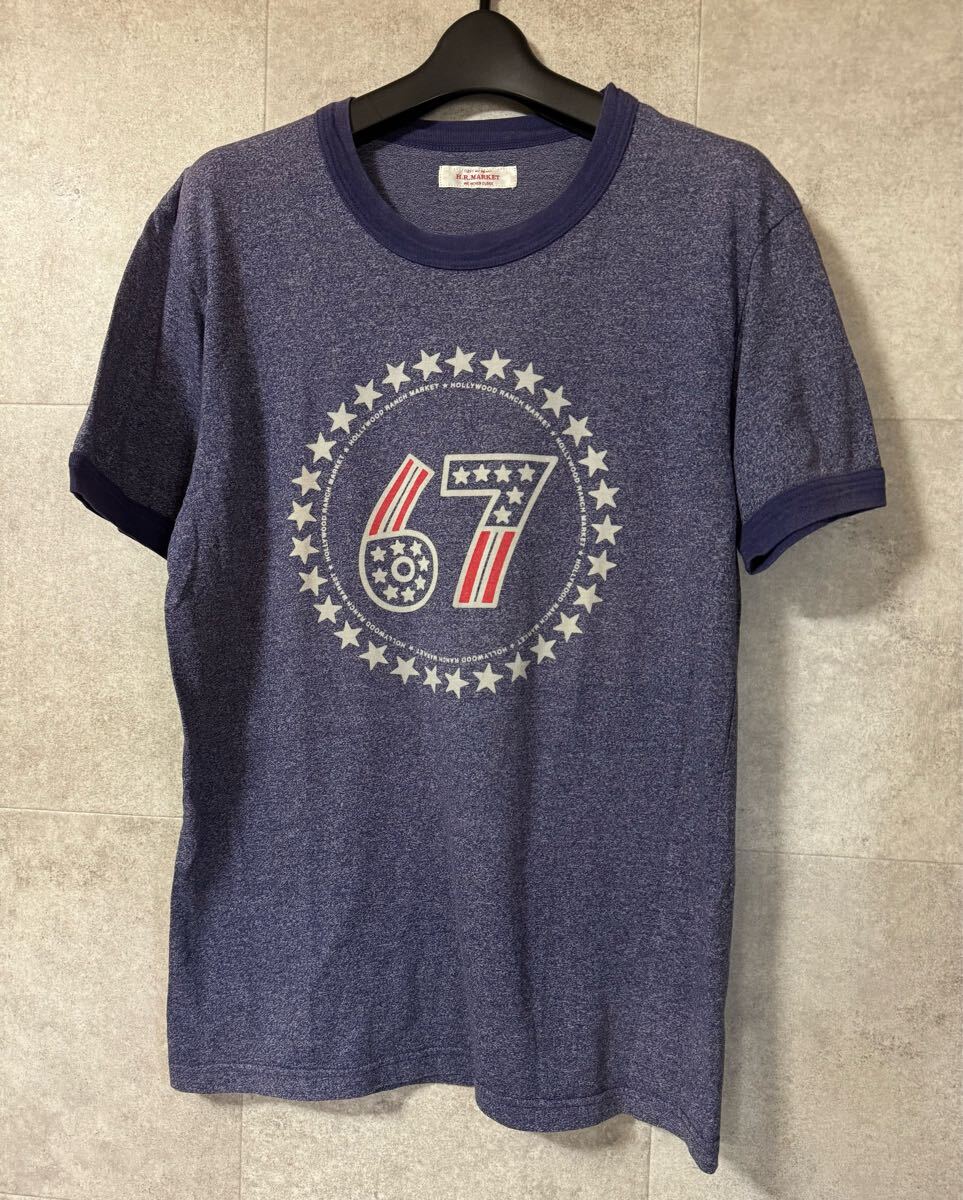 HOLLYWOOD RANCH MARKET トリムTシャツ【3/L】ネイビー 日本製 ハリウッドランチマーケット HRM ハリラン 聖林公司拍卖
