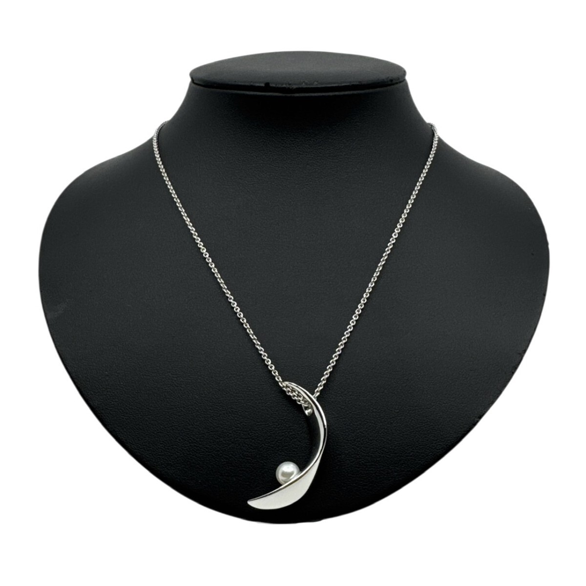 ミキモト 三日月 パール ネックレス シルバー 25F10-AC2拍卖