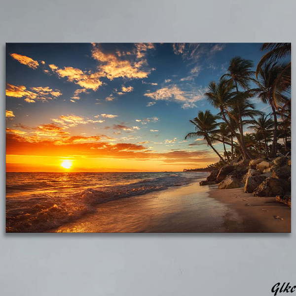 【完成済みの木枠付きで、面倒な組み立てが不要】 海 絵画 壁掛け アートパネル ココナッツ 自然風景 インテリア 風水 おしゃれ Sea 11拍卖