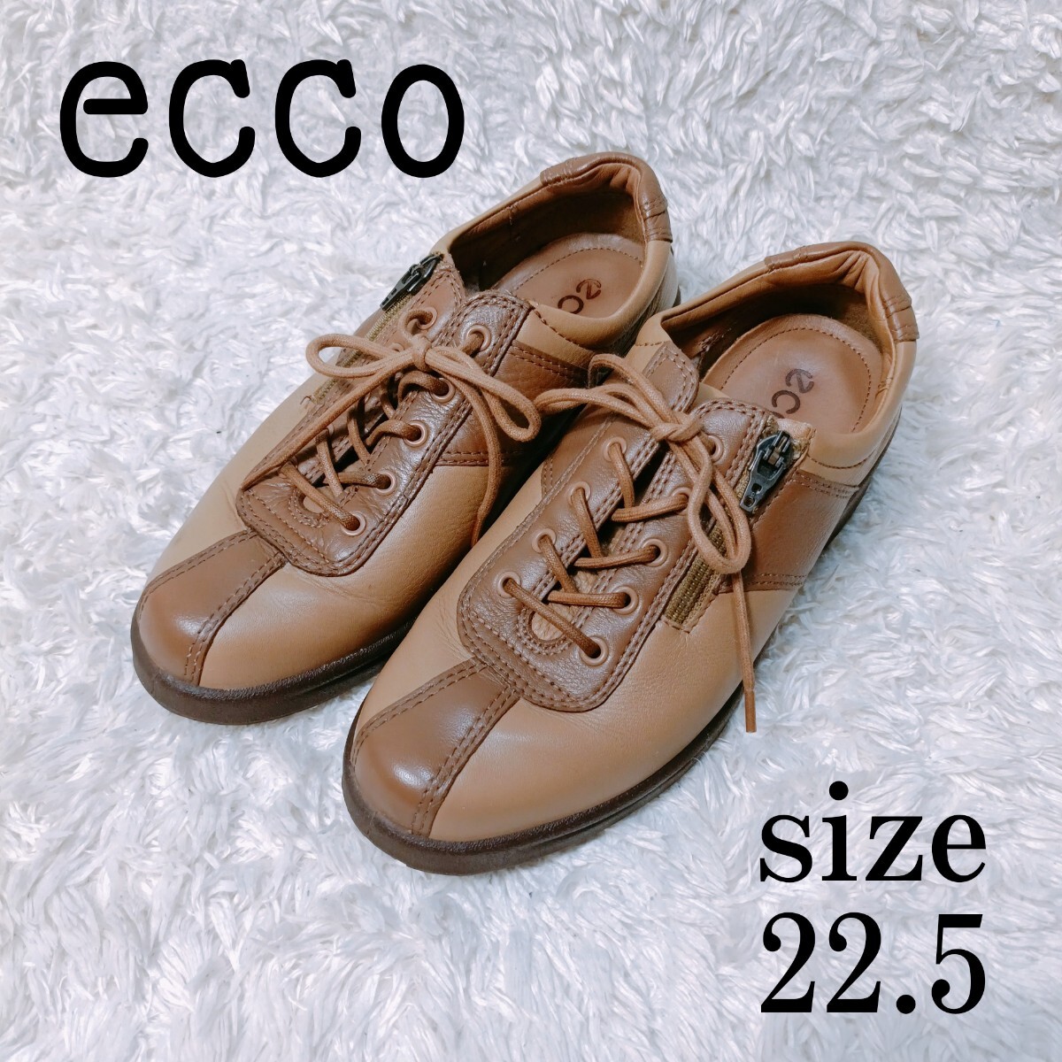 ecco エコー レザースニーカー ウォーキングシューズ サイドジップ22.5 レザー 革靴 スニーカー拍卖