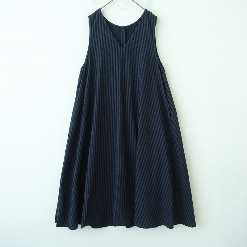 サマンサモスモス Samansa Mos2 *コットンストライプ後ろボタンノースリーブワンピース*Fヘリンボーン麻(1-2505-647)【72F52】拍卖
