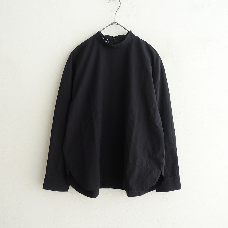 モチ Mochi *モックネックブラウス*2ブラックフィンクスコットン後ろジップスタンドカラー長袖プルオーバー(2-2506-18)【92F52】拍卖