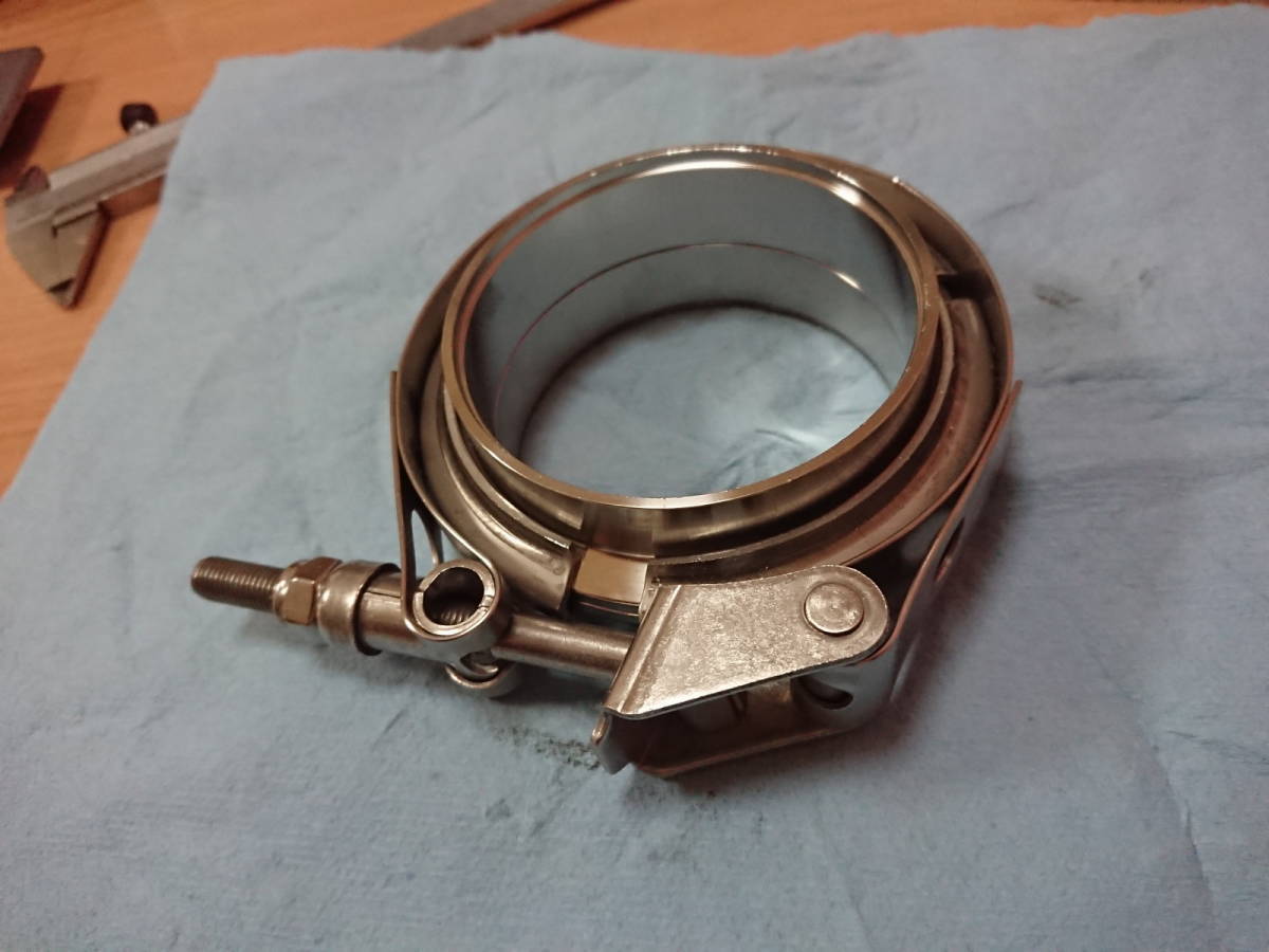 2個セット ステンレス製 Vバンド フランジ 76.3φ用 クイックリリース フロントパイプ マフラー接続に カップリング フランジ 76.3パイ拍卖