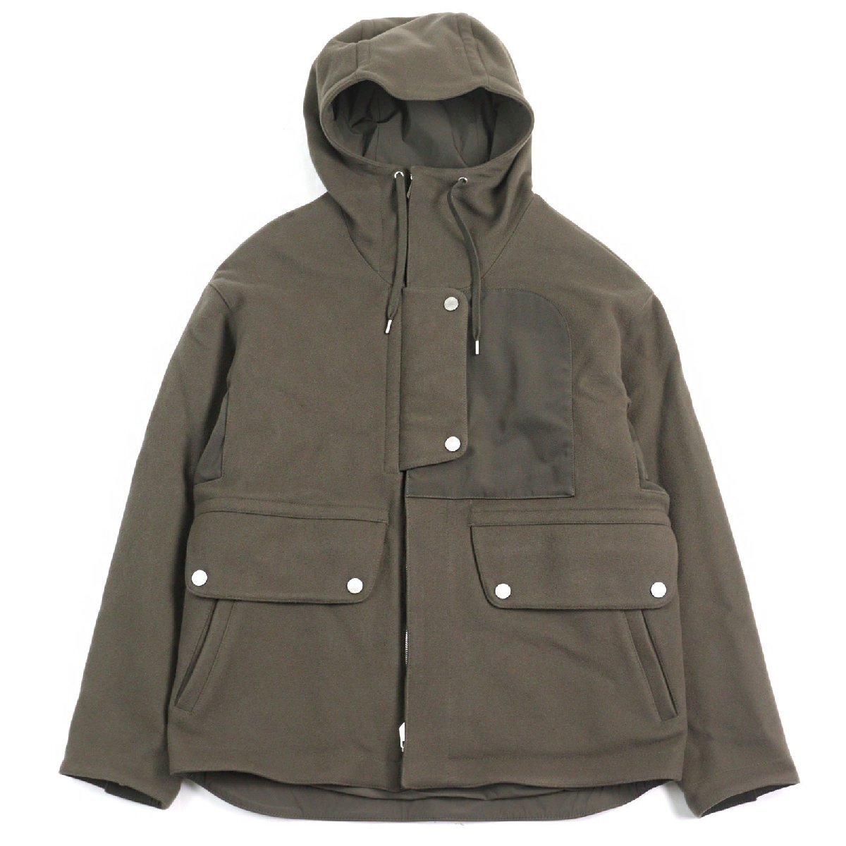 未使用品○HERMES エルメス 24AW H462120HB セリエボタン 撥水加工 ナイロン切替 フーデッド ウール ジャケット ブルゾン 48 仏製 正規品拍卖