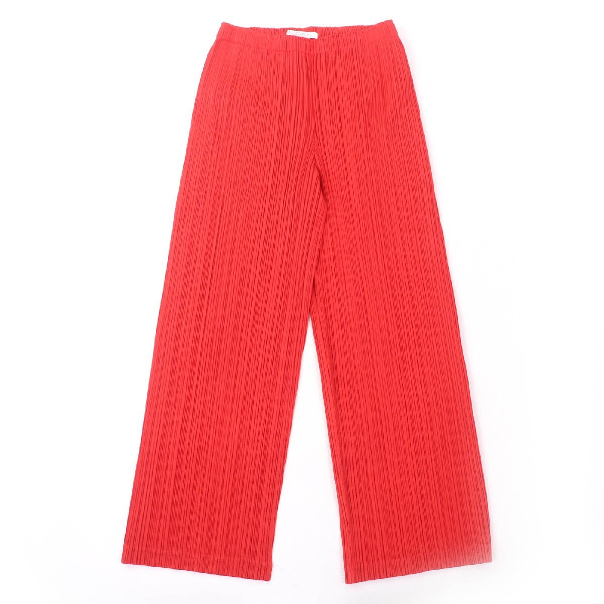 極美品☆PLEATS PLEASE プリーツプリーズ イッセイミヤケ 20AW PP03-JF423 ワイドパンツ ボトムス レッド 2 日本製 正規品 レディース拍卖