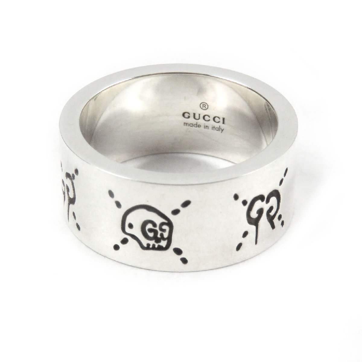 美品□GUCCI グッチ 455318 ゴースト リング・指輪 アクセサリー SV925 シルバー 15 (日本サイズ14号相当) イタリア製 重量10.6g メンズ拍卖